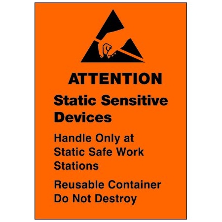 Bsc Preferred 1-3/4 x 2-1/2'' - ''Static Sensitive Devices'' Labels, Style 2, 500PK DL9141